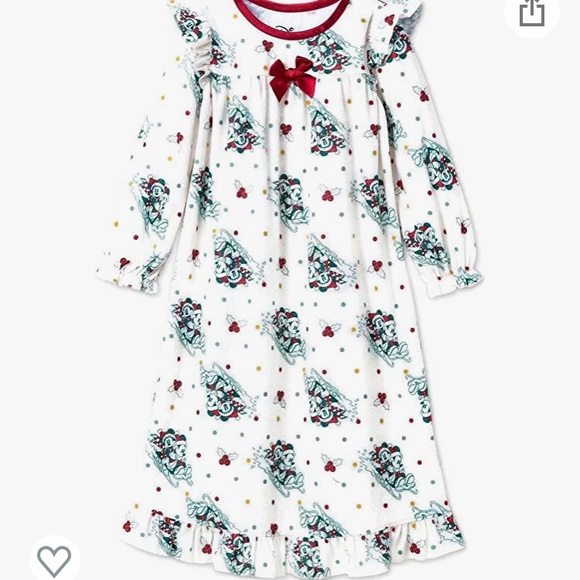Minnie Mickey Mouse Christmas holiday season sledding winter pajamas nightgown